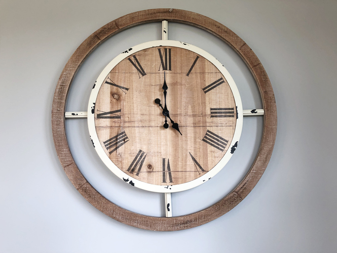 farmhouse chic clock on wall