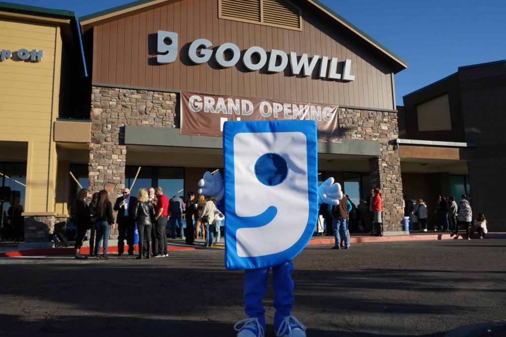 Goodwill AZ | Goodwill mascot outside the goodwill store