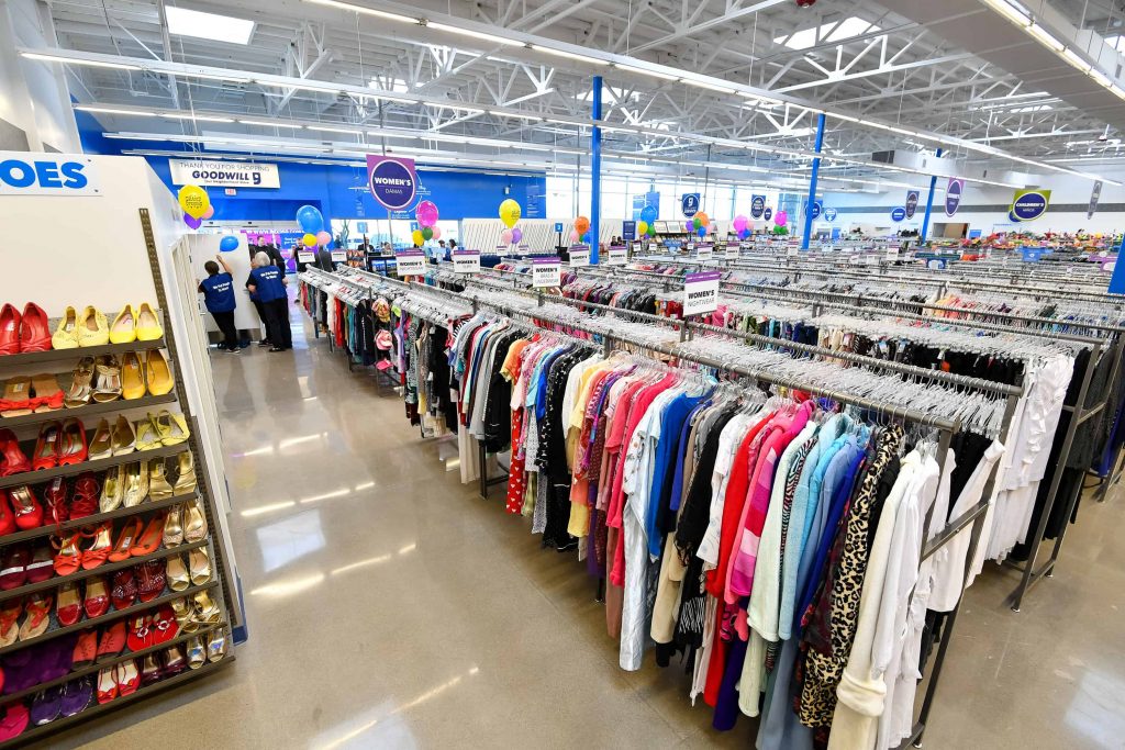 Goodwill AZ | Racks of clothing in store
