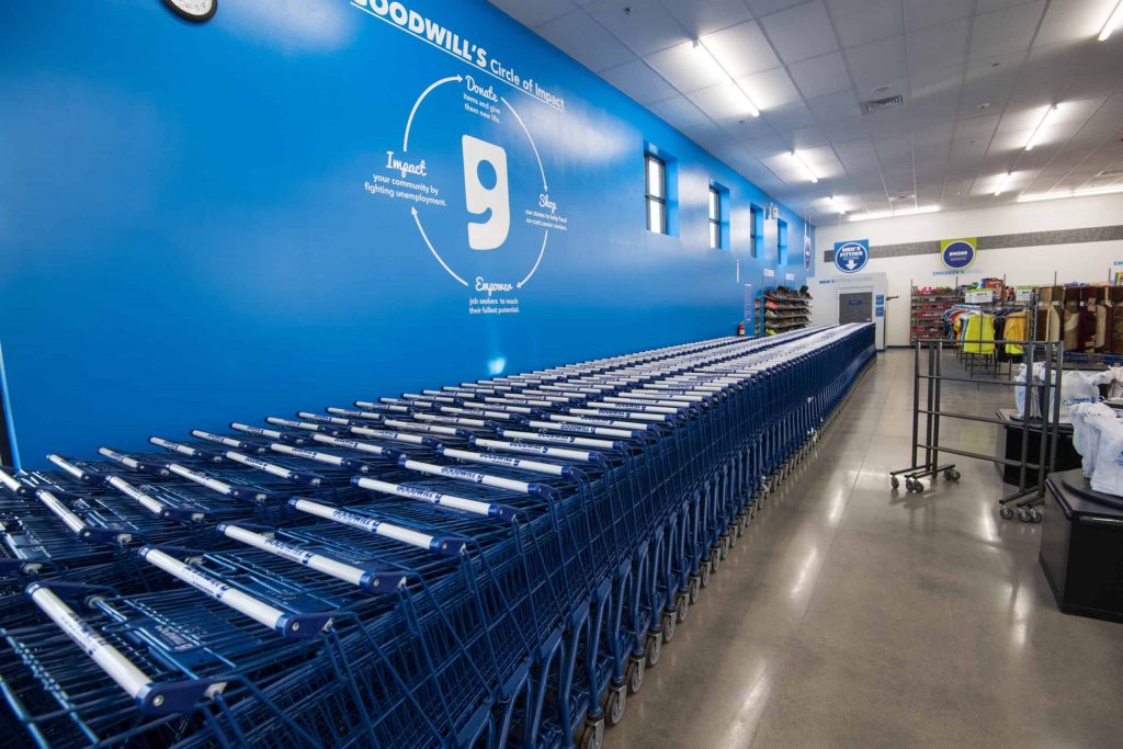 Goodwill AZ | Many carts lined up in a store