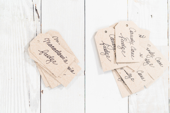 homemade gift tags with cursive writing on them