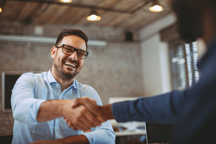 Close up of handshake in a phoenix temp agency